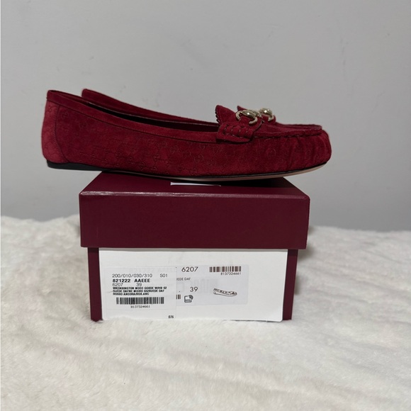 Gucci Women's Burgundy Suede Horsebit Loafers - Picture 6 of 6
